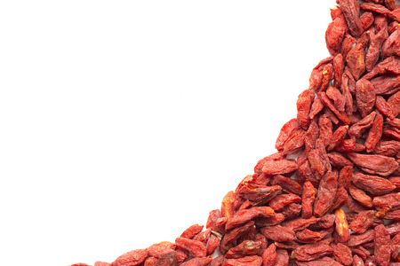 Goji berries background isolated on whiteの写真素材