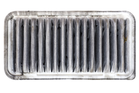 dirty vehicle air filter isolated on white