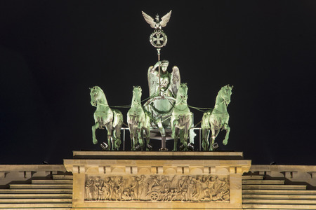 top sculpture fragment of famous Brandenburg Gate in Berlinのeditorial素材