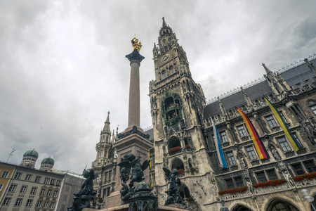 gorgeous medieval architecture at Marienplatz in Munich, Germanyの写真素材