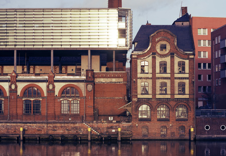 Berlin architecture - modern and classic on the Spree river embankment