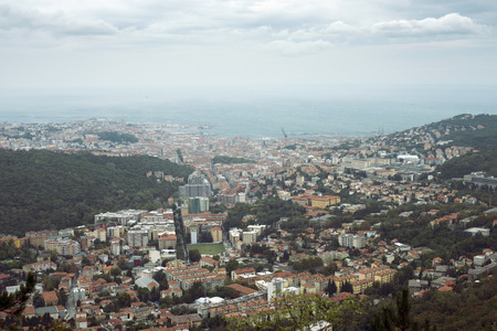 scenic view to Trieste city from mountain in Italy