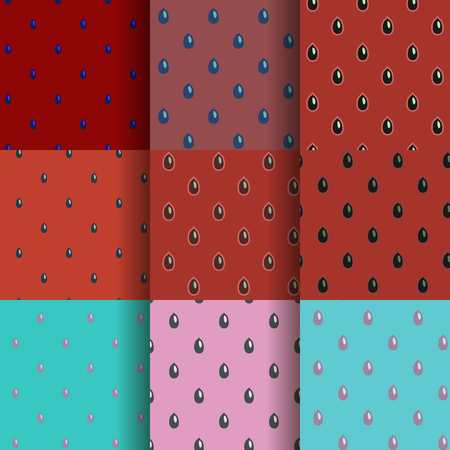 nine different seamless watermelon seeds patternsのイラスト素材