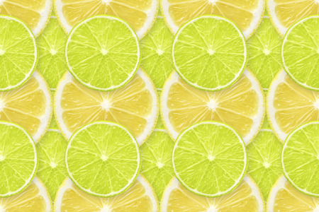 regular seamless pattern made of juicy lime and lemon slices
