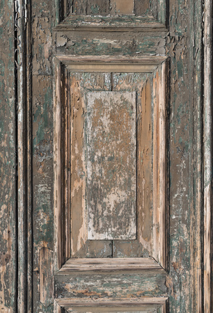 Ancient weathered wooden door fragment from Venice, Italyの写真素材