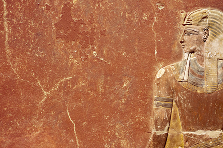 Ancient Egyptian wall background with a lot of blank spaceの写真素材