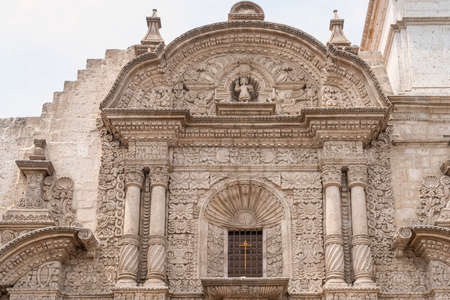 decorated exterior of Church of San Agustin in Arequipa, Peruの写真素材