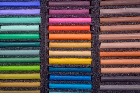 new oil pastels set inside package boxの写真素材