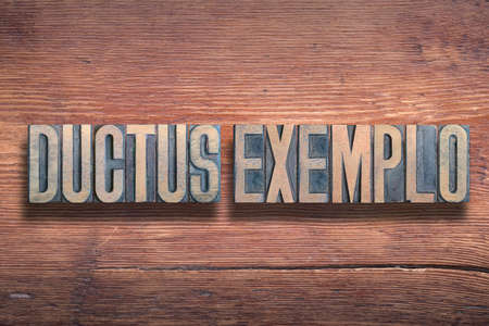 Ductus Exemplo (Lead by Example) Latin phrase combined on vintage varnished wooden surfaceの写真素材