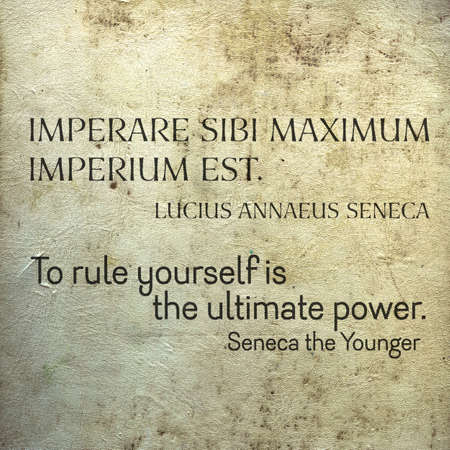 To rule yourself is the ultimate power - original Latin quote with english translation of famous ancient Roman philosopher Seneca the Youngerの写真素材