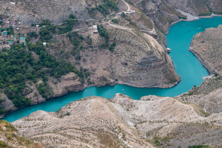 scenic Sulak river Canyon in Dagestan, Russiaの写真素材