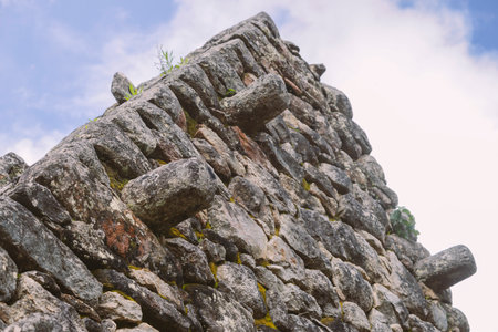 fragment of ancient Incas barn building from Machu Picchu site in Peruの写真素材