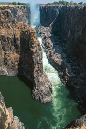Victoria Falls landscape, view from Zambia sideの写真素材