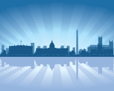 Washington skyline with reflection in waterのイラスト素材