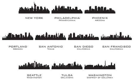 Silhouettes of the USA cities_3  Vector illustration のイラスト素材
