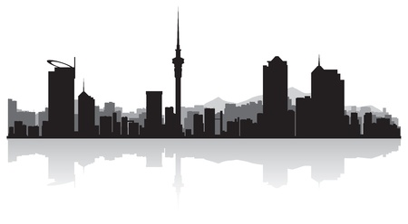 Auckland city skyline silhouette illustrationのイラスト素材