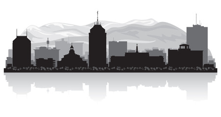 Fresno California city skyline vector silhouette illustrationのイラスト素材