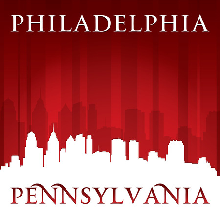 Philadelphia Pennsylvania city skyline silhouette. のイラスト素材
