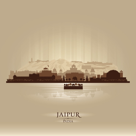 Jaipur India city skyline vector silhouette illustrationのイラスト素材