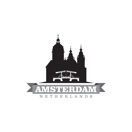 Amsterdam Netherlands city symbol vector illustrationのイラスト素材