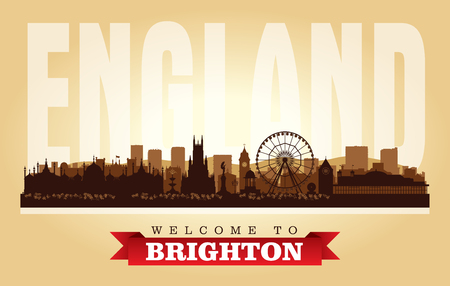 Brighton United Kingdom city skyline vector silhouette illustrationのイラスト素材