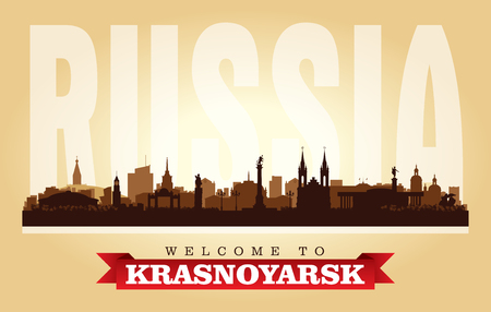 Krasnoyarsk Russia city skyline vector silhouette illustrationのイラスト素材