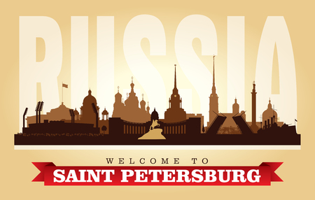 Saint Petersburg Russia city skyline vector silhouette illustrationのイラスト素材