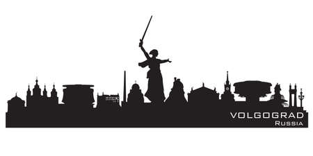 Volgograd Russia skyline Detailed vector silhouetteのイラスト素材