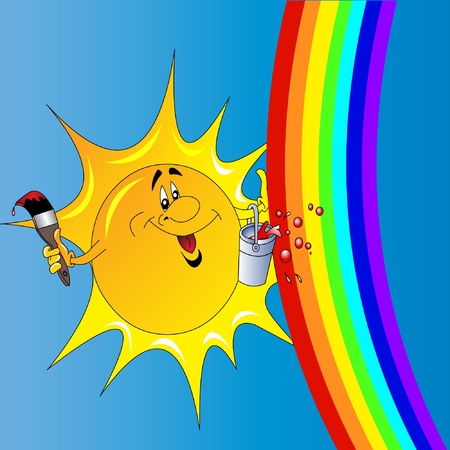  The Sun with tassel draws the rainbow.のイラスト素材