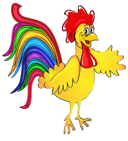 illustration mellow smiling cock insulated on whiteのイラスト素材