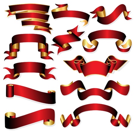 illustration set meanderring tapes on white backgroundのイラスト素材