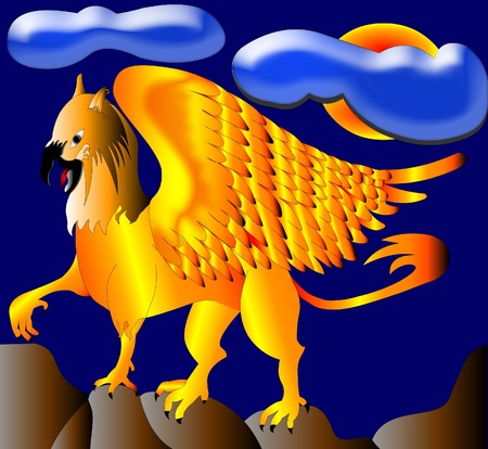 The Gold(en) griffon, winged monster with lionの写真素材