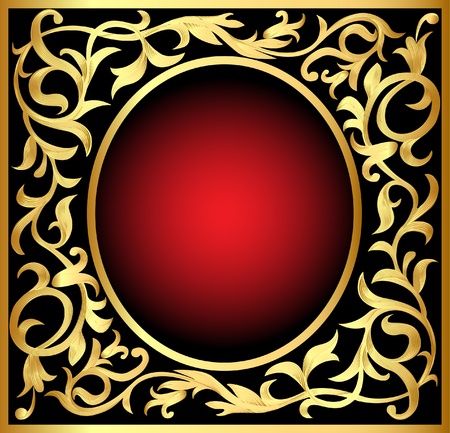 illustration vegetable winding gold  pattern frameのイラスト素材