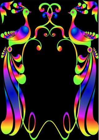  illustration background with bright decorative peacockのイラスト素材