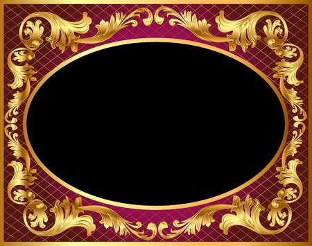 illustration frame background with gold vegetable patternのイラスト素材