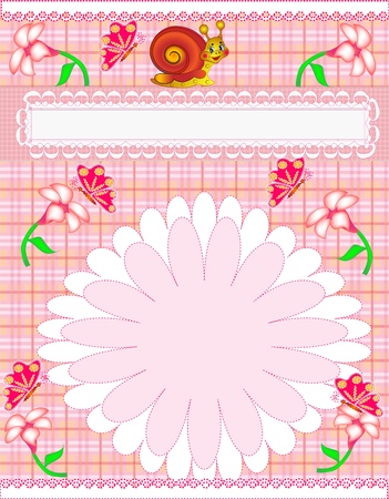 illustration nursery card of the announcement with snailのイラスト素材