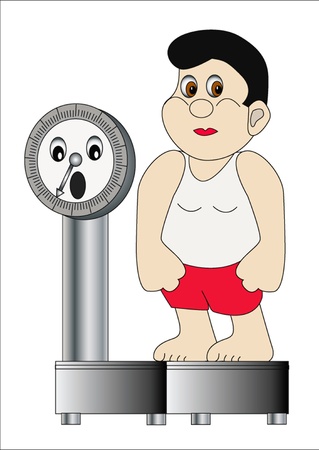  illustration thick man on weight which scareのイラスト素材