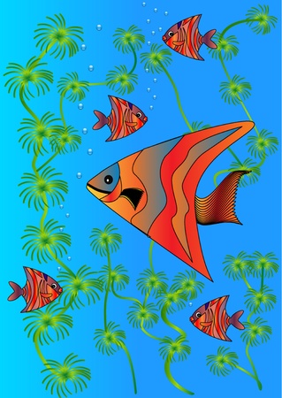 illustration bright fishes in lake amongstのイラスト素材