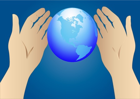  illustration of the hand stretched to globeのイラスト素材