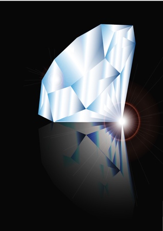 illustration sparkling diamond reflected on surfaces on black のイラスト素材