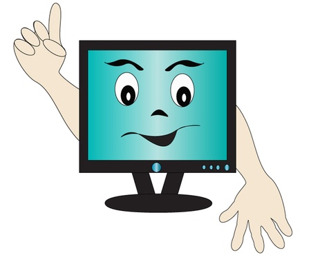 illustration monitor calls to attention by means of handsのイラスト素材
