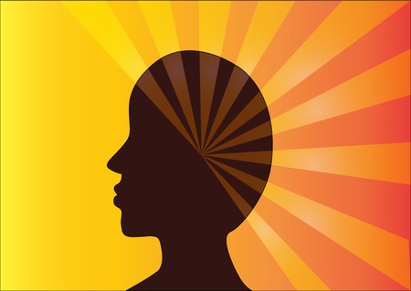 the illustration silhouette person in profile with ray.のイラスト素材