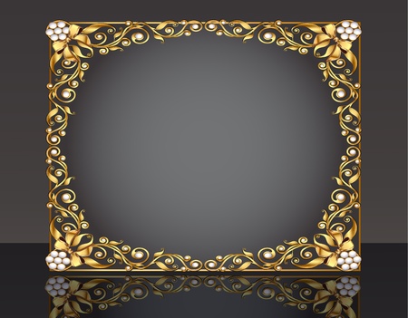 illustration frame background with gold pattern with reflection and bowのイラスト素材