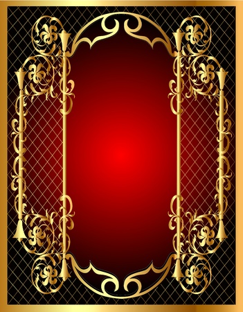 illustration frame background with gold vegetable patternのイラスト素材
