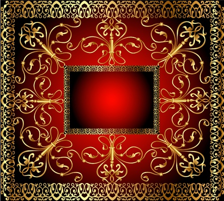 illustration background frame with vegetable gold(en) patternのイラスト素材