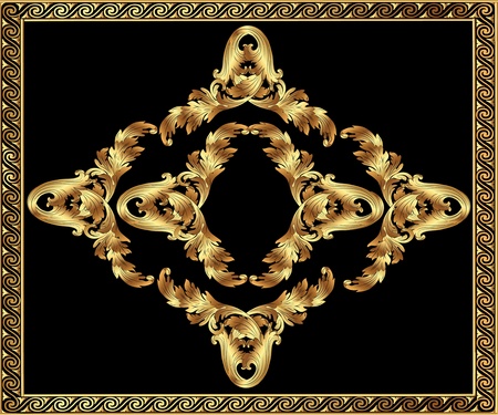 illustration gold(en) frame with vegetable and spiral by patternのイラスト素材