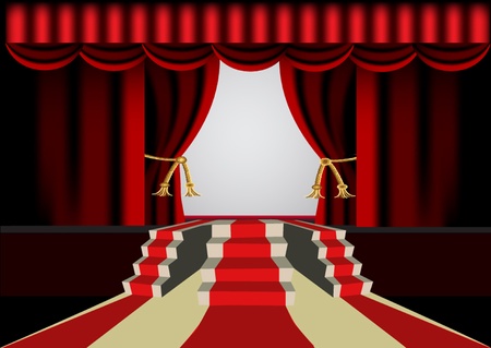 illustration stairway and red track leading on scene のイラスト素材