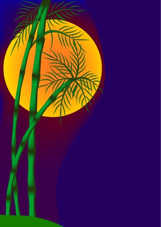 illustration background with palm on background of the moon のイラスト素材