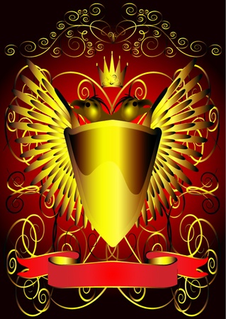 illustration background with shield eagle and tape のイラスト素材