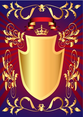 illustration background with shield by tape and crownのイラスト素材